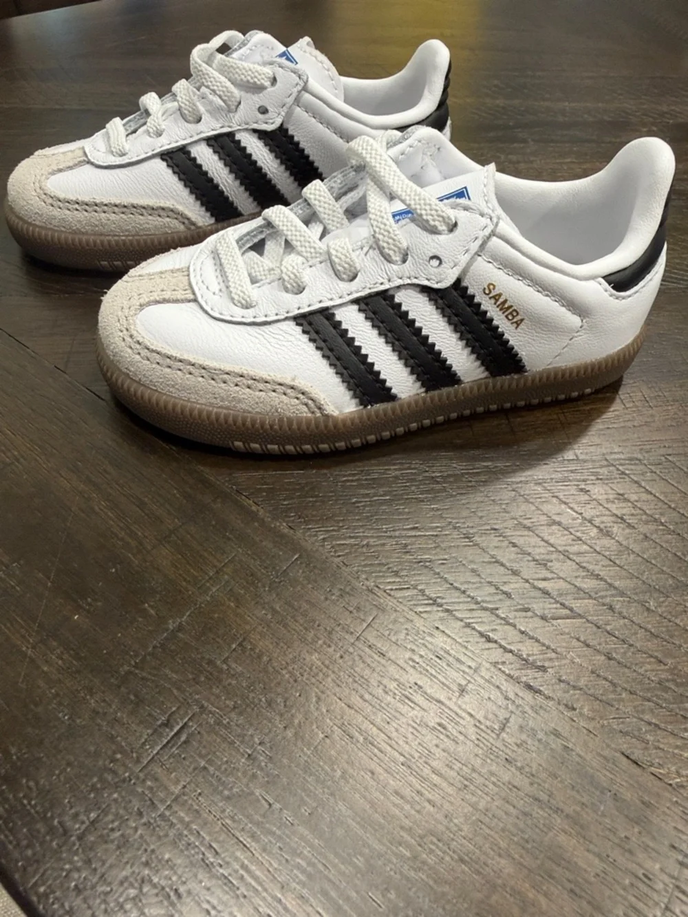 adidas Kids Samba Sneakers in White, Black, Tan
